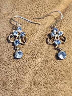 Vintage- Gold Tone Drop Earrings with Crystals■ Final Price